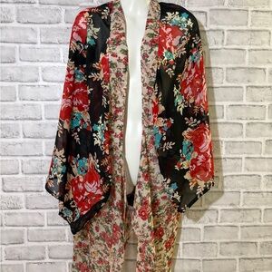 California Moonrise Chic Floral Women's Cape/ beach cover with sleeves size med